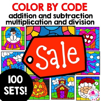 Fall Color by Number Code Addition & Subtraction Math Coloring Pages Sheets