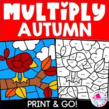Preview of Fall Color by Number Code Multiplication Facts Practice Math 3rd 4th 5th Pages