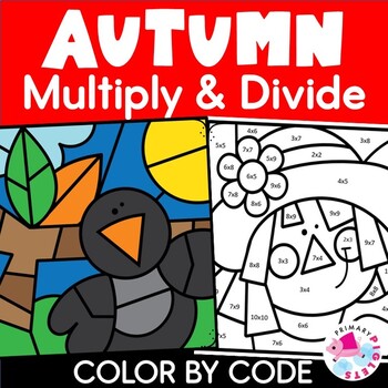 Preview of FALL Color by Number Code Multiplication & Division Practice Coloring Pages 