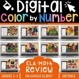 Fall Color by Number Math & ELA Review Practice Google Sli