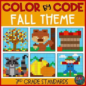 Preview of Fall Color by Number l 3rd Grade Standards