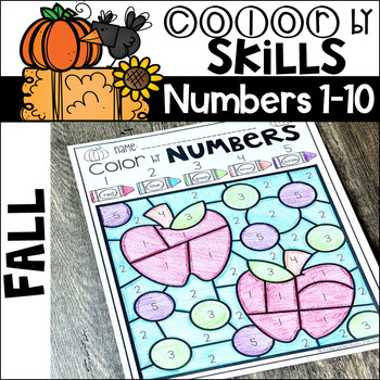 Preview of Fall Color by Code Numbers 1-10 Activities