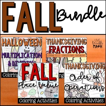 Preview of Fall Math Coloring Activities for 4th, 5th, & 6th Grade