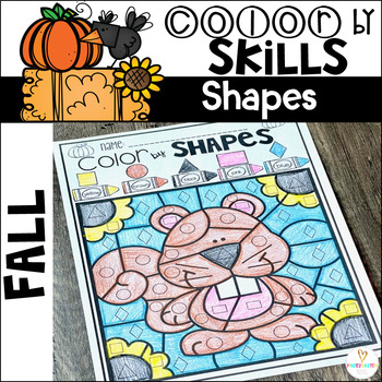 Preview of Fall Color by Code Shapes | Shape Activities |