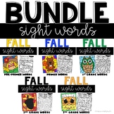 Fall Color by Sight Word Worksheets Morning Work September