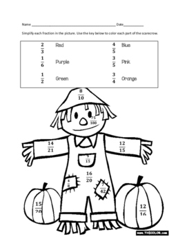 Fall Color by number-Simplifying Fractions by Special Math 678 | TpT