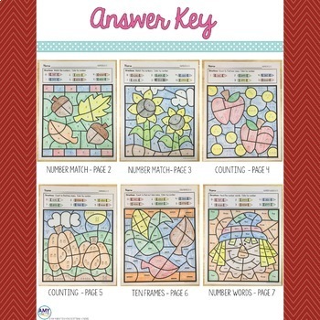 Fall Color by Number Kindergarten Math Worksheets | TpT