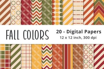 Fall Colored Printable Digital Papers Pattern Background Clip Art