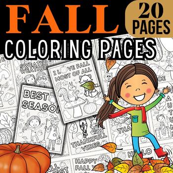 Preview of Fall Coloring Pages | Autumn September Coloring Sheets With Quotes