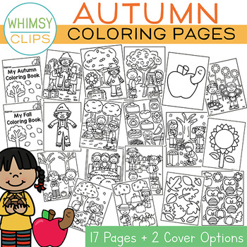 Preview of Fall Coloring Pages {By Whimsy Clips Clip Art}