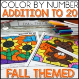 Fall Coloring Pages Color by Number Addition to 20 Math Co