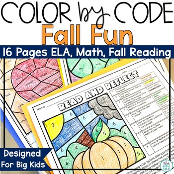 Preview of Fall Coloring Pages Color by Number Sheet Fun for November
