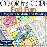Fall Coloring Pages Color by Number Sheet Fun for November