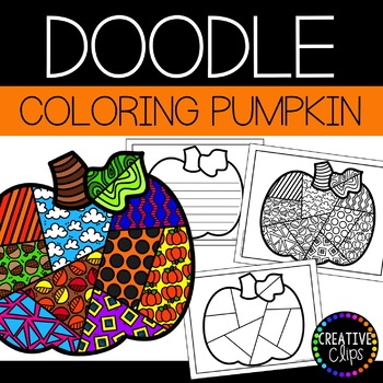 Preview of Fall Coloring Pages: Doodle Shape Pumpkin {Made by Creative Clips}