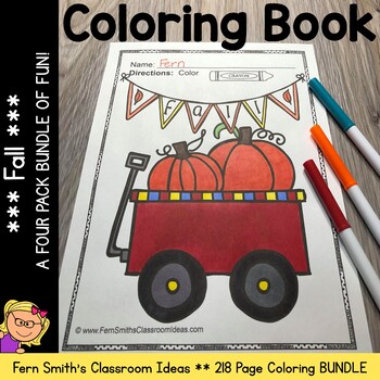 Preview of Fall Coloring Pages | Fall Coloring Book Four Pack Bundle