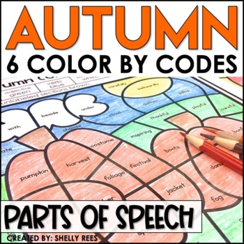 Preview of Fall Coloring Pages Parts of Speech Autumn Color by Number