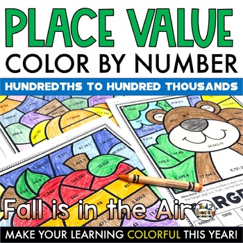Preview of Fall Coloring Pages Place Value to 100000 Place Value Homework Color by Number