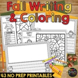 Fall Color by Number Math Pages and Writing Sheets Activit