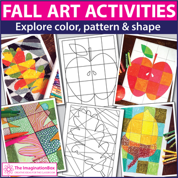 Preview of Fall Coloring Pages and Art Activities with Leaves, Apples & Acorns, Fall Decor 