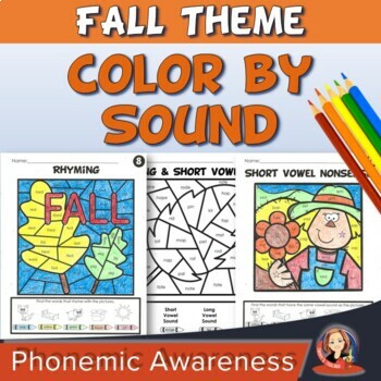 Preview of Fall Coloring Pages and Color by Sound Activities for Phonemic Awareness