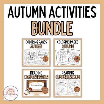 Preview of Fall Coloring Pages and Reading Comprehension Bundle | Autumn Activities