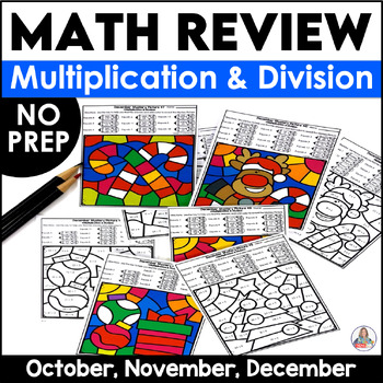 Preview of Fall Coloring Pages Multiplication and Division Practice & Color By Number