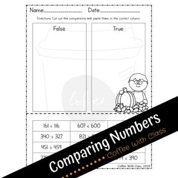 Preview of Fall Comparing Numbers Worksheet