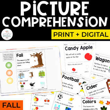 Preview of Fall Comprehension | Print + Digital Picture Comprehension for Special Ed