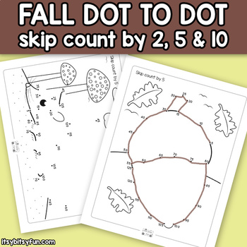 Preview of Fall Connect the Dots - Dot to Dot Skip Counting by 2, 5, 10 Worksheets