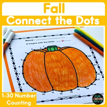 Preview of Fall Connect the dots | Autumn Season Dot to Dot worksheets | Counting 1-30