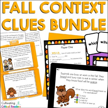 Preview of Fall Context Clues Bundle with Task Cards and Homophone Game
