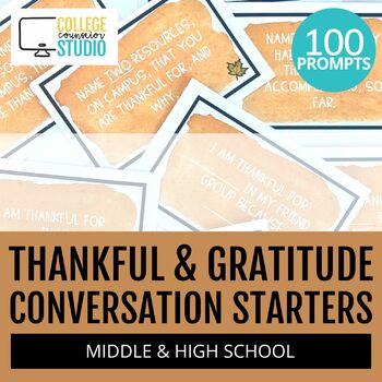 Preview of Fall Conversation Starters for Middle and High School | Thankful & Gratitude