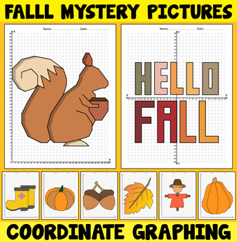 Preview of Fall Coordinate Graphing - Ordered Pairs Mystery Pictures - Fall Activities