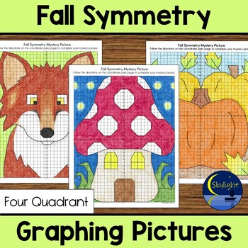 Preview of Fall Coordinate Plane Graphing Pictures Four Quadrant Symmetry Activity