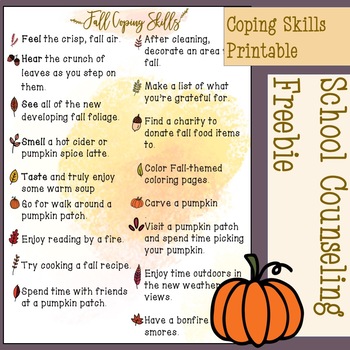 Preview of Fall Coping Skills Freebie