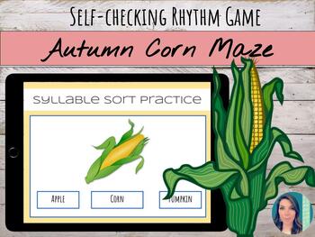 Preview of Fall  Corn Maze | Digital Self-Checking Rhythm Game for Autumn Music Class