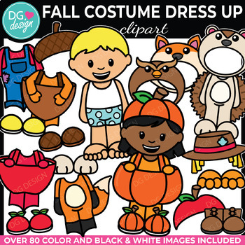 Preview of Fall Costumes Dress Up Clipart | Autumn Dress Up | Thanksgiving | Halloween