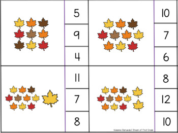 Fall Count and Clip Cards 1-20 by I Dream of First Grade | TPT