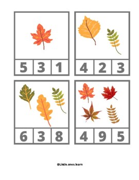 Fall Count and Clip Cards PLUS Matching Game by Suppa Store | TPT