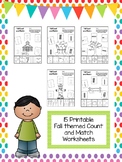 Fall Count and Match Printable Worksheets. Match the Pictu
