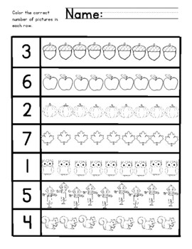 Fall Counting 1-7 by Cindy Dundalow | TPT