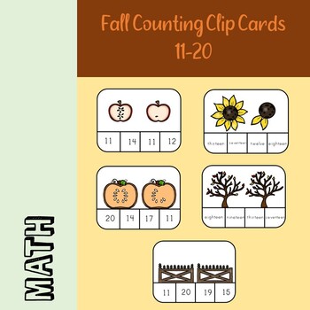 Preview of Fall Counting Clip Cards: 11-20