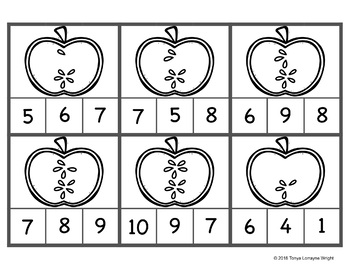 Fall Counting Clip Cards Apple Theme 0-10 by Tonya Lorrayne Wright