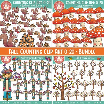 Preview of Fall Counting Clipart 0-20 Bundle