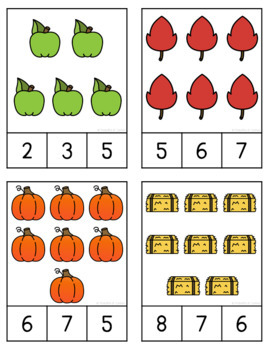 Fall Counting Clip Cards (1-20) By Pocketful Of Centers 