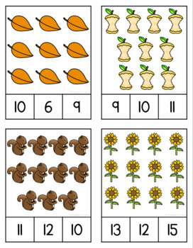 Fall Counting Clip Cards (1-20) by Pocketful of Centers | TpT