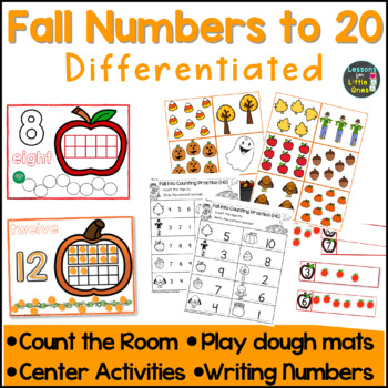 Preview of Fall Numbers 1 to 20 Write the Room Counting Play Dough Mats Writing Numbers
