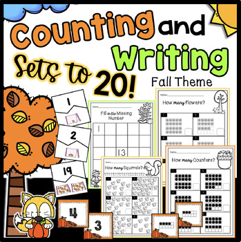 Preview of Fall Counting Sets & Writing Numbers to 20 Worksheets Assessment Differentiated*