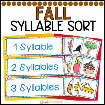 Preview of Fall Counting Syllables Picture Sort Activity