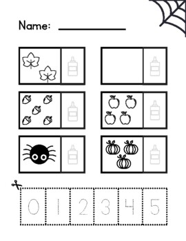 Preview of Fall Counting Worksheet Numbers 0-5